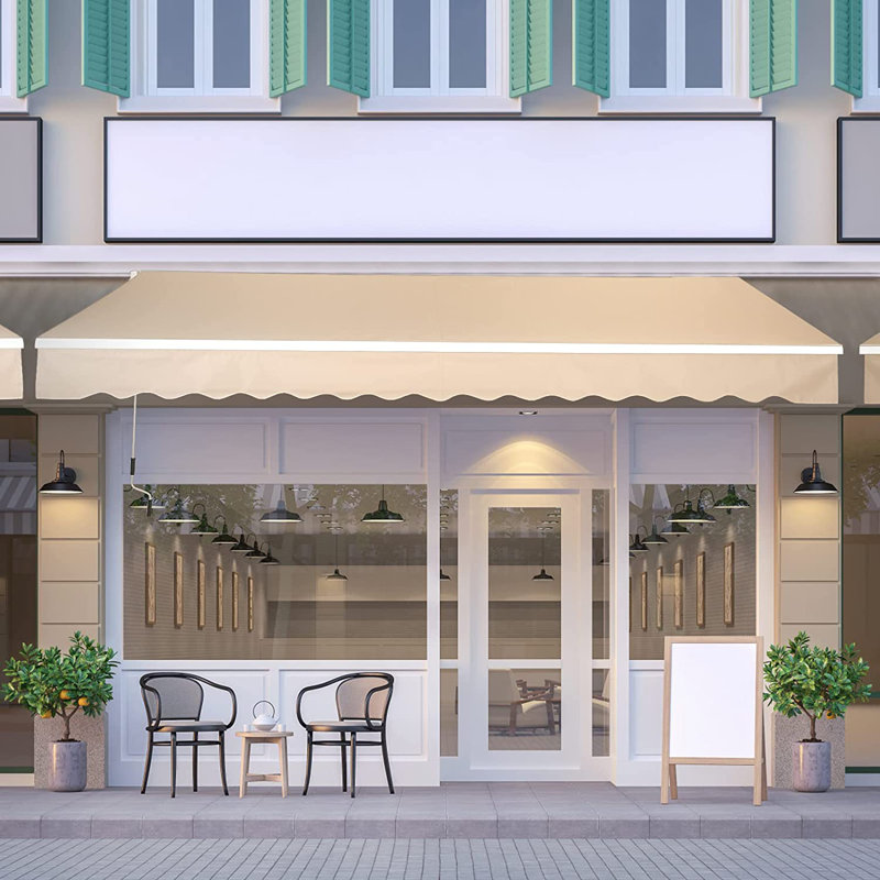 Retractable Patio Awning, 250cm W x 200cm D, Beige