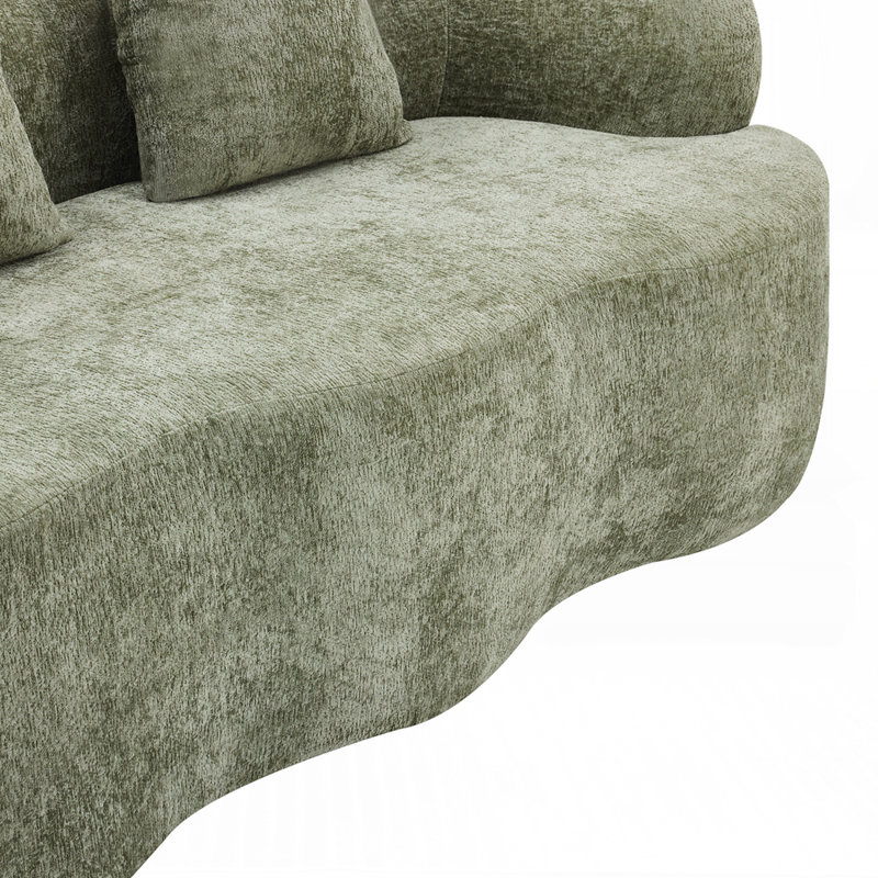 Causeuse incurvée Boneless avec support ergonomique et conception moderne pour des sièges confortables, Vert antique