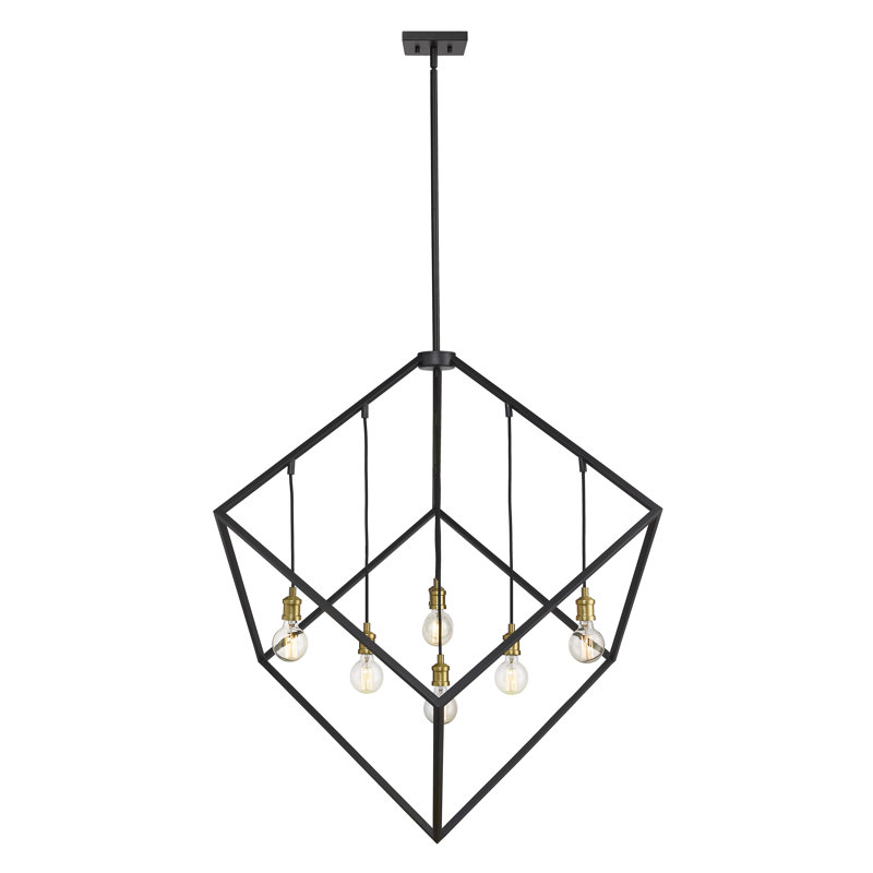 Luminaire suspendu géométrique 7 lumières unique Sivalls, Bronze / laiton vieilli