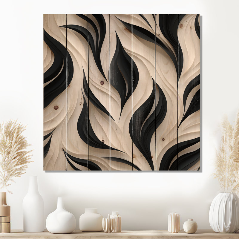 Corenzo - Décoration murale abstraite rayée en bois, H 36 po x l 36 po