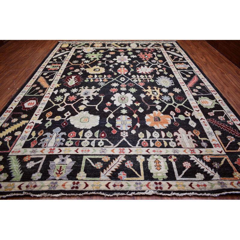 Traditional One-of-a-Kind Rectangle 9'10" x 13'4" Rectangle Wool Area Rug in Black and Blue