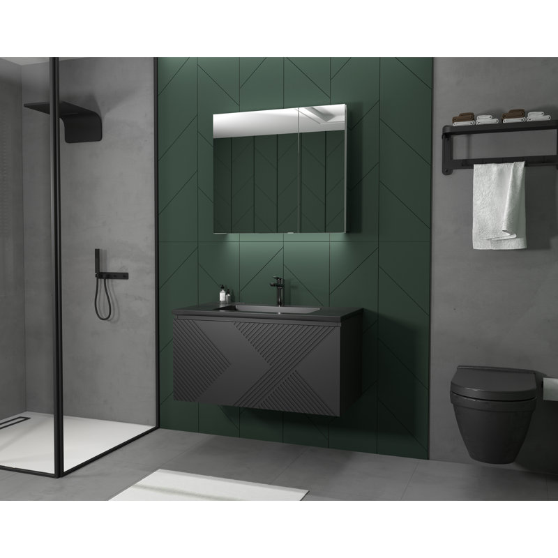 35.5" Wall-Mounted Single Bathroom Vanity Set