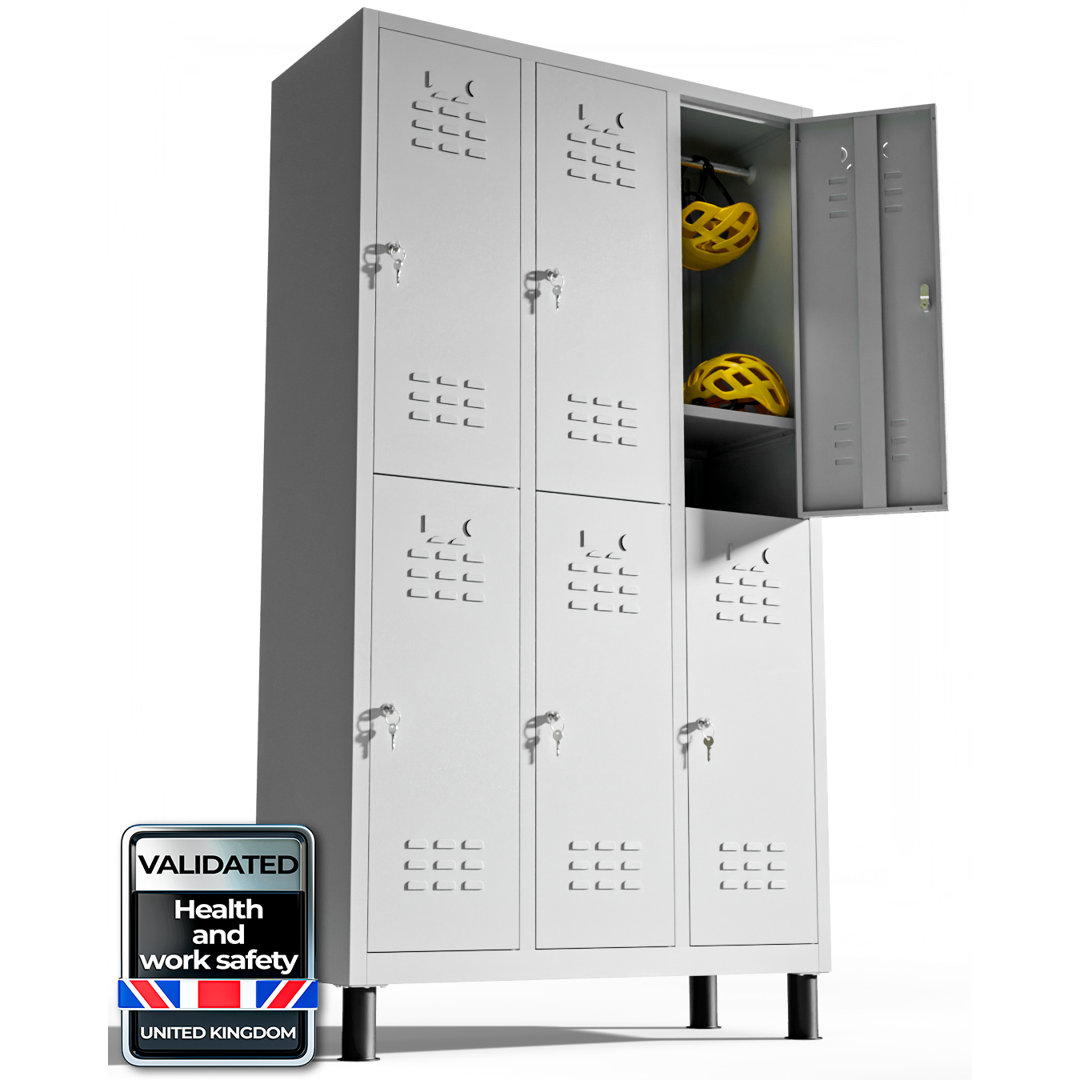 6-Door 180 cm Metal Locker Cabinet, Lockable Storage Locker Metal Cabinet for Office, Gym, Garage & School, Black