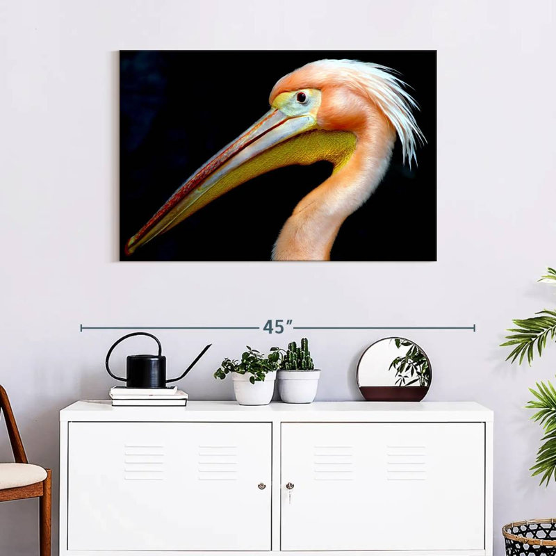 Peach Pelican Profile, 24" H x 36" W