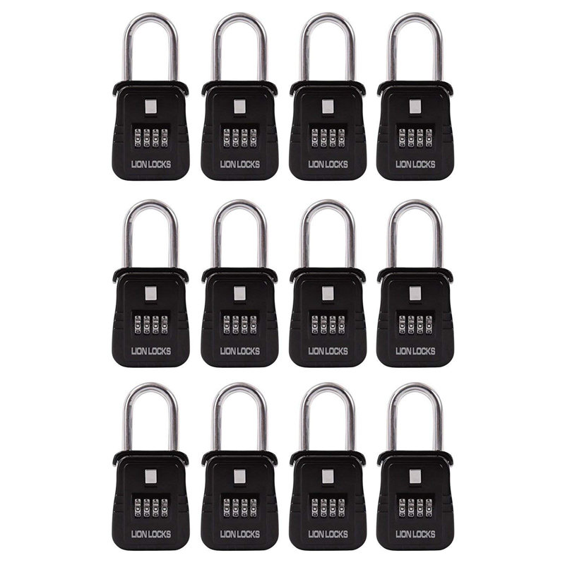Black Heavy-Duty Combination Key Lock Box Set of 12