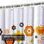 Rideau de douche imperméable à motif floral rétro à motif floral orange avec 12 crochets-2081778477