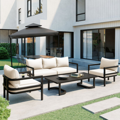 U_Style Multi-Person Outdoor Steel Sofa Set, Waterproof, Anti-Rust And Anti-Uv, Suitable For Gardens And Lawns, Outdoor Patio Sofa Outdoor Set