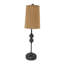 Lampe de table en métal avec abat-jour conique et base ronde, noir