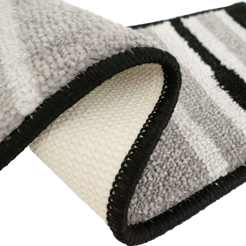 Tapis d'escalier en polypropylène / oléfine lavables à la machine sur mesure, Tapis de couloir 10,5 po x 26 po, Grey