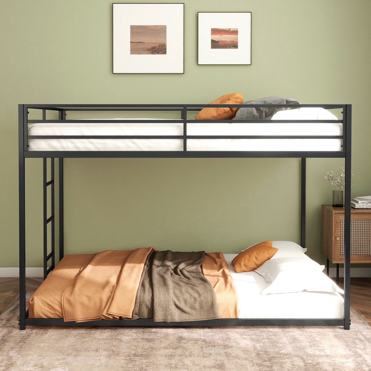 Latitude Run® Twin Over Full Bunk Bed Metal White For Kids And Adult ...