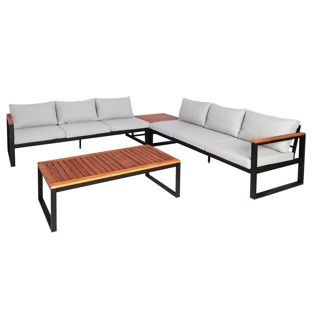 Garten-Garnitur MCW-L26, Gartenlounge Lounge-Set Sitzgruppe Sofa, Metall Akazie Holz FSC-Zertifiziert