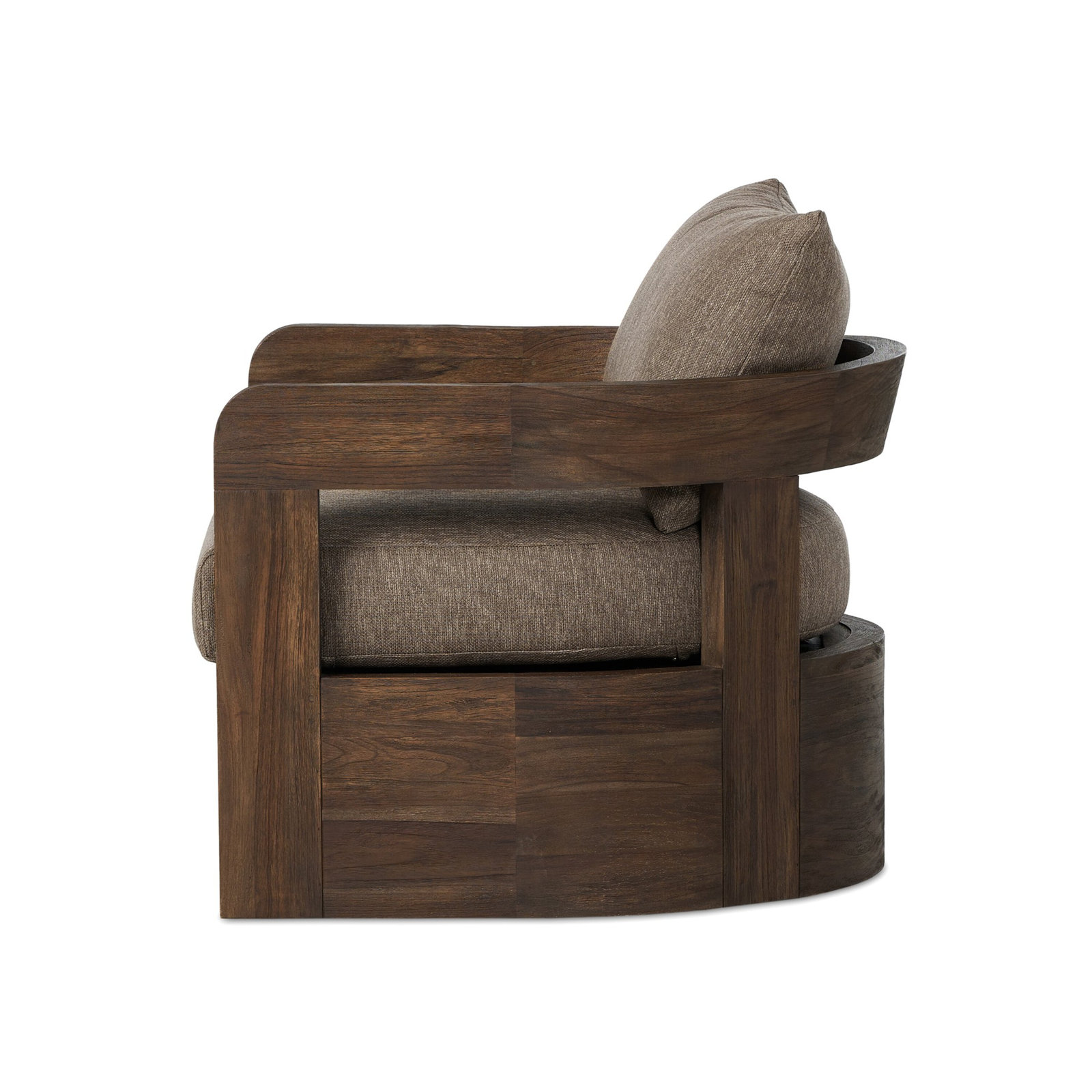 Ewan Swivel Patio Lounge Chair, Stained Saddle Brown, Ellor Brown
