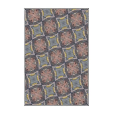 Tapis gris/rouge/jaune à motifs Hlavacek