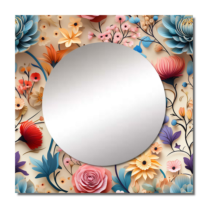 Motif pastel arc-en-ciel botanique - art mural bohémien et éclectique carré, 36 po x 36 po