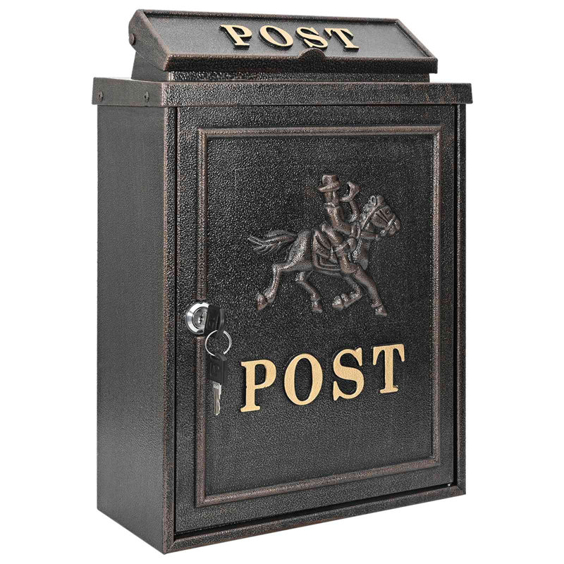 Cast Aluminum Wall Mounted Post Box, Bronze