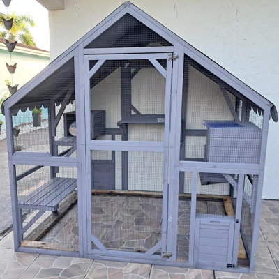 Cat House Outdoor Catio For Cat Enclosure Large Kitty Shelter With Waterproof Cover, Platforms,55" Kitty Playpen