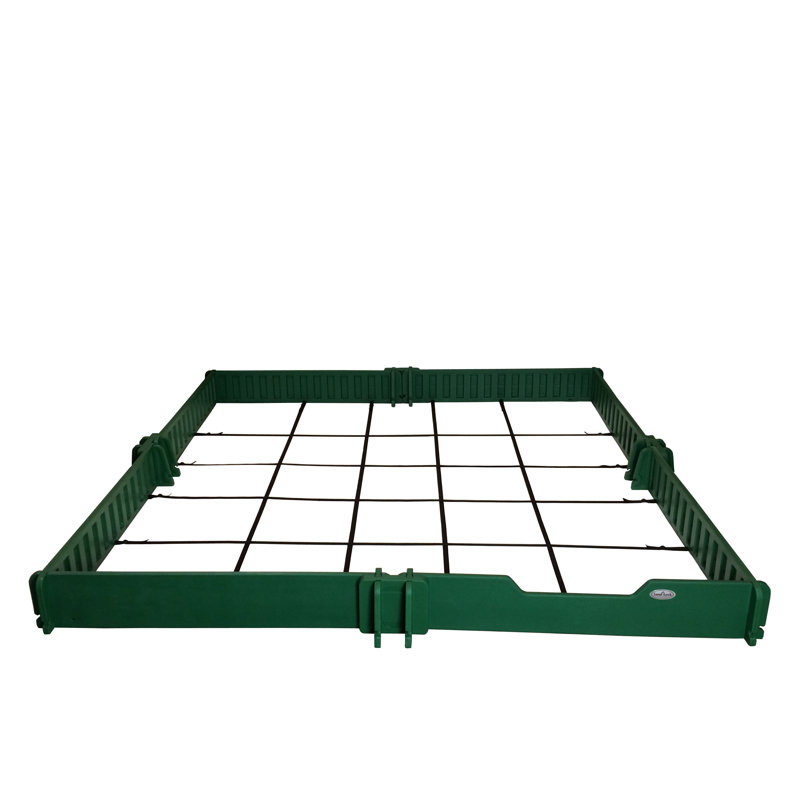 5x5 Green Plastic Sandbox with Cover and Corner Seats