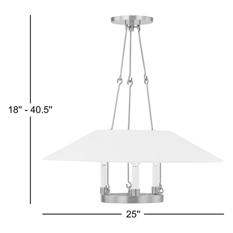 3 - Light Chandelier, Patina Brass