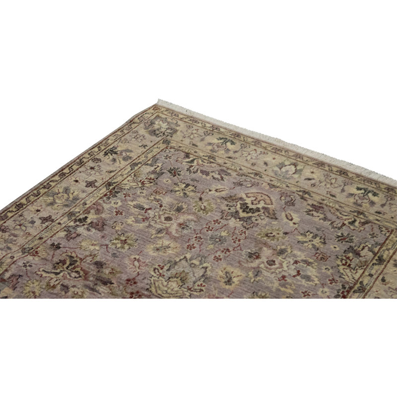 Hand Knotted Wool Area Rug in Taupe And Ivory
