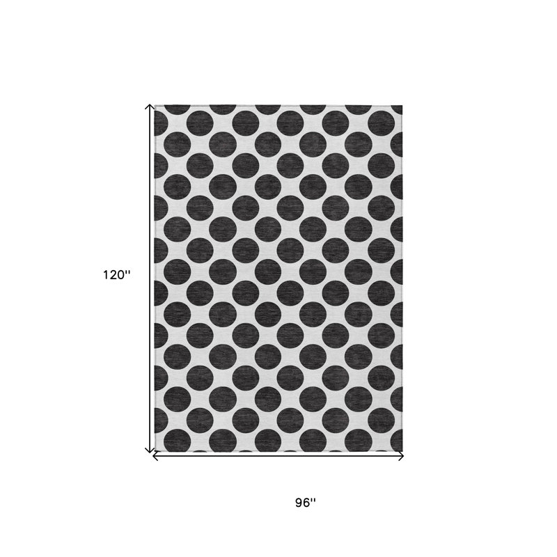 Tapis intérieur lavable à pois noir 8 pi x 10 pi