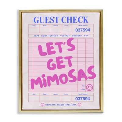 Let's Get Mimosas Check Framed Floater Canvas Wall Art by House of Lulu