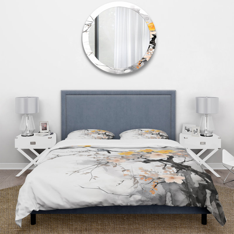 Ensemble de housse de couette en microfibre / polyester Asian Art Bat Sumi, Housse de couette pour très grand lit et 2 très
