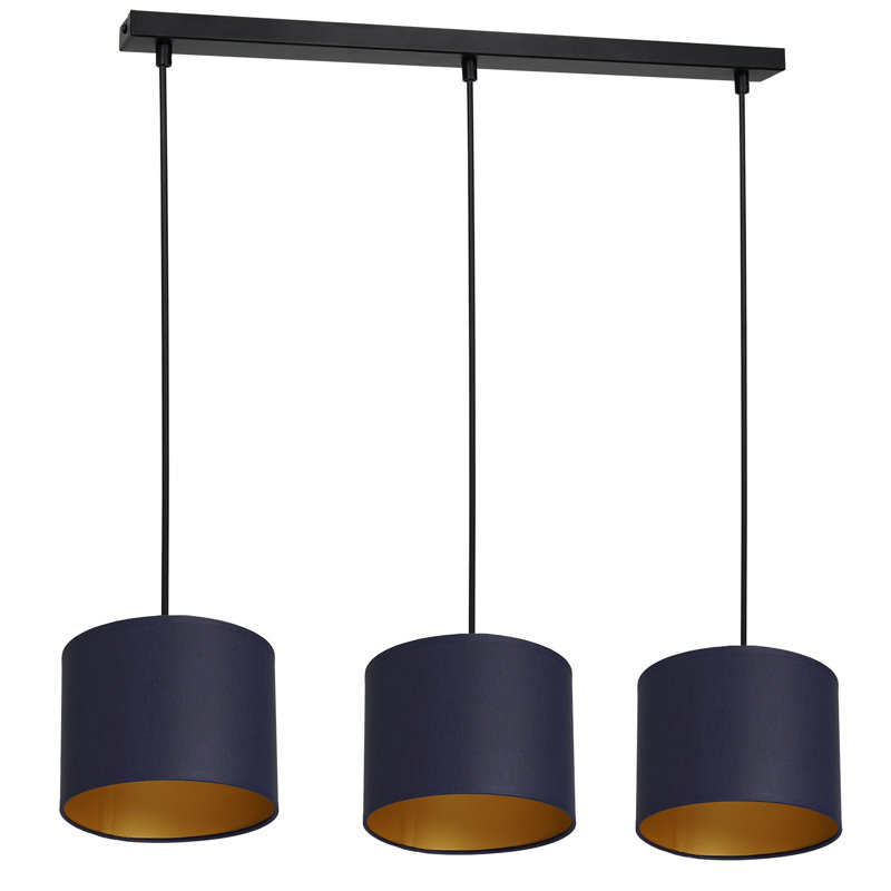 Latwanda 3 - Light Drum Chandelier, Black, Blue/Gold