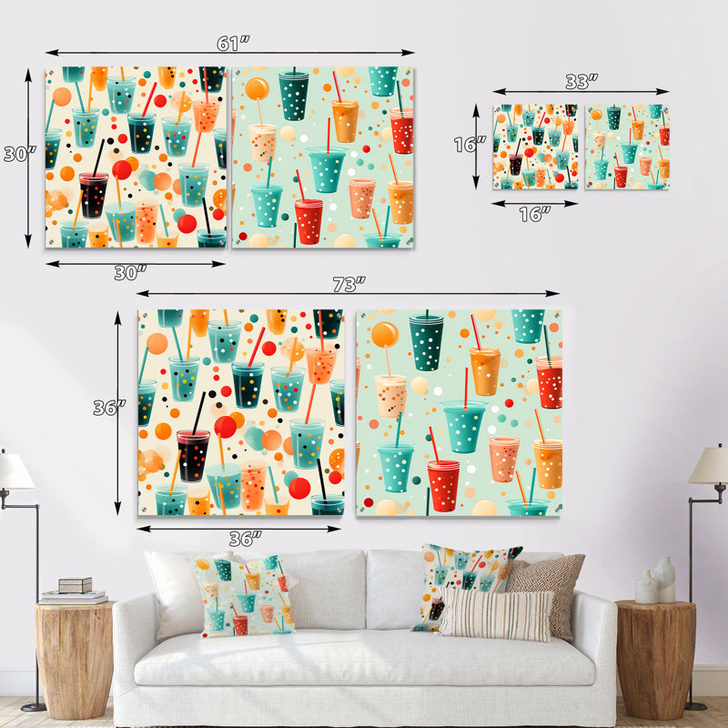 Bauxite - ensemble de 2 verres muraux abstraits géométriques en acrylique, H 36 po x l 73 po