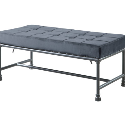 Grey Industrial Bedroom Bench With Construction Metal Legs - Enhance Your Bedroom's Appeal