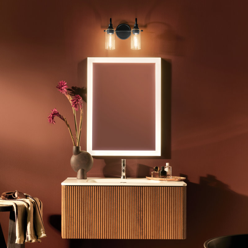 12.5" 2-Light Vanity Light with Clear Glass, Satin Black