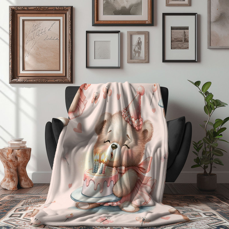 Ours rose - couverture de qualité supérieure 1 pièce, L 50 po x L 60 po