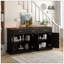 Buffet de rangement réglable avec 3 poignées rétro en métal et 4 pieds en pin, pour le hall d'entrée, le salon, la salle d'étude et la salle à manger-122837654-122837652
