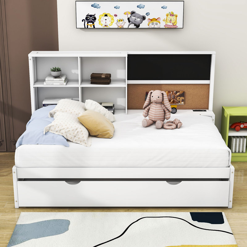 Audrei Wood Daybed with Trundle and Shelves, Twin