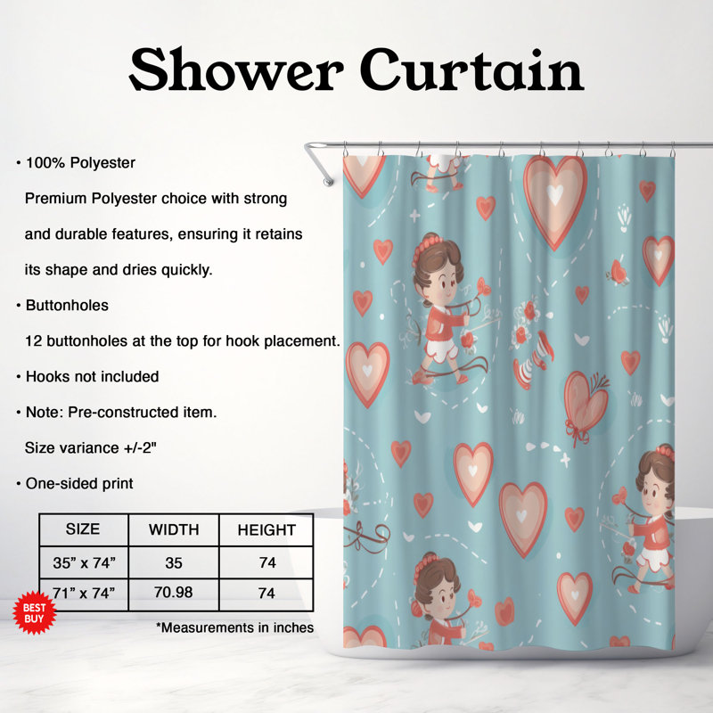 Rideau de douche Love's Embrace - Premium, H 74 po x l 71 po