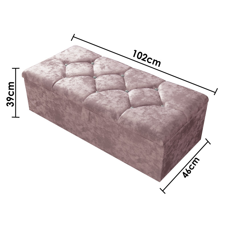 Alax 102cm Wide Rectangle Geometric Standard Ottoman with Storage, Pink