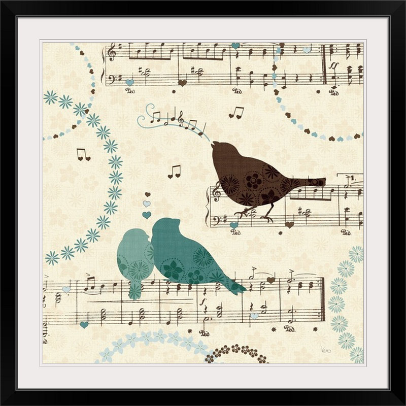 « ii » par veronique charron, impression Song Birds, H 35 po x l 35 po x P 1,5 po, Toile