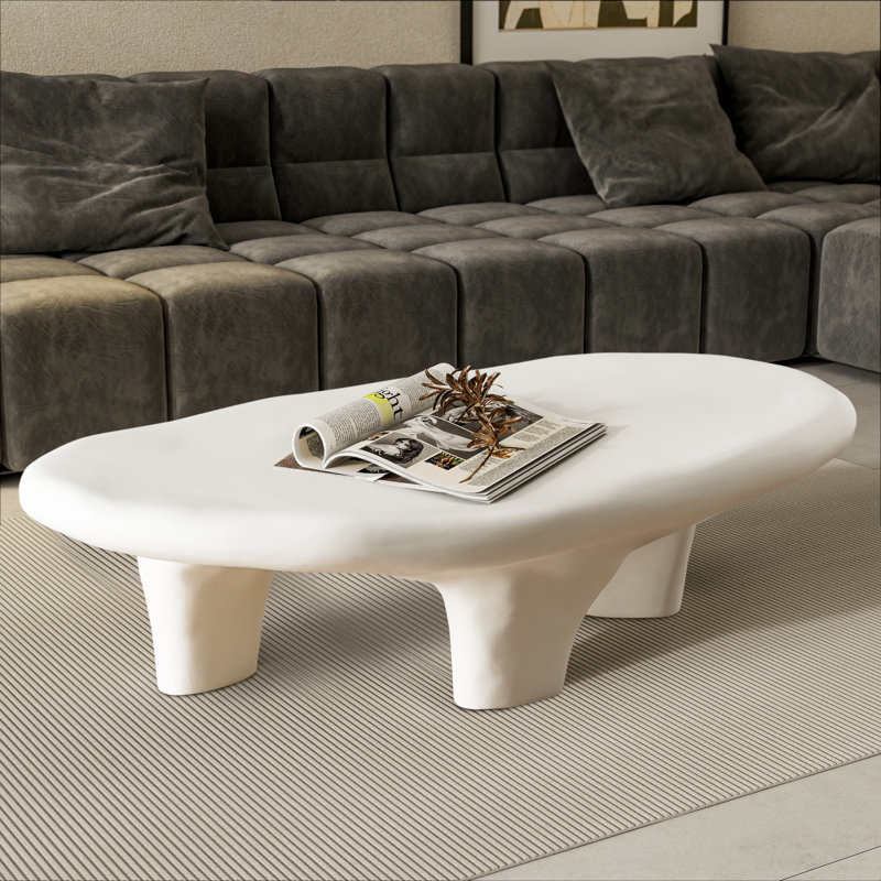 Fiberglass Coffee Table Cloud Shape Coffee Table For Living Room Central Table 65x120cm, White