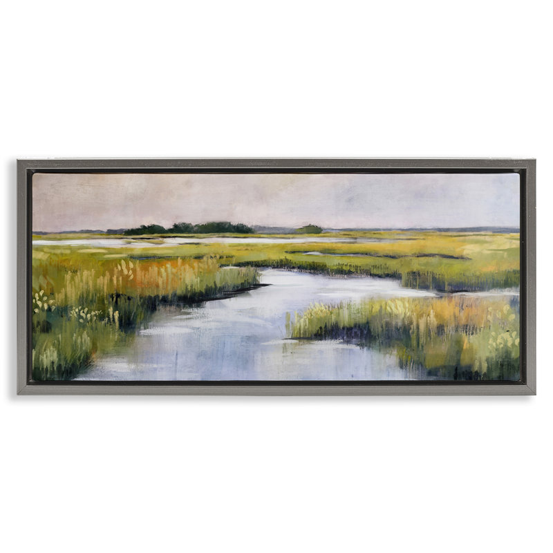 Art mural sur toile Grassy, Encadré gris, H 14 po x l 31 po