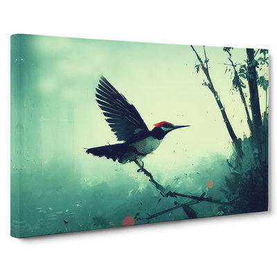 Woodpecker Bird Art Painting - Wrapped Canvas