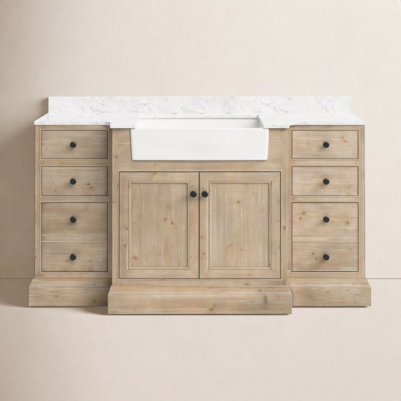 Ensemble de meuble-lavabo simple 60 po Claire, Marbre de Carrare