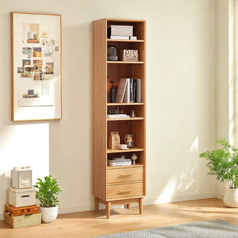 Bibliothèque moderne, simple et tendance, Burlywood, (6 tablettes) H 77,9 po x l 19,6 po x P 13,7 po