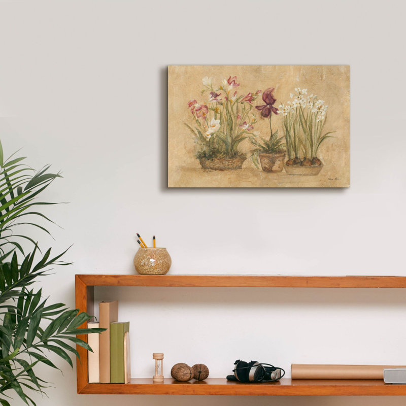 «Three Floral Basquets» par Cheri Blum, art mural sur toile, H 12 po x l 18 po x P 0,75 po