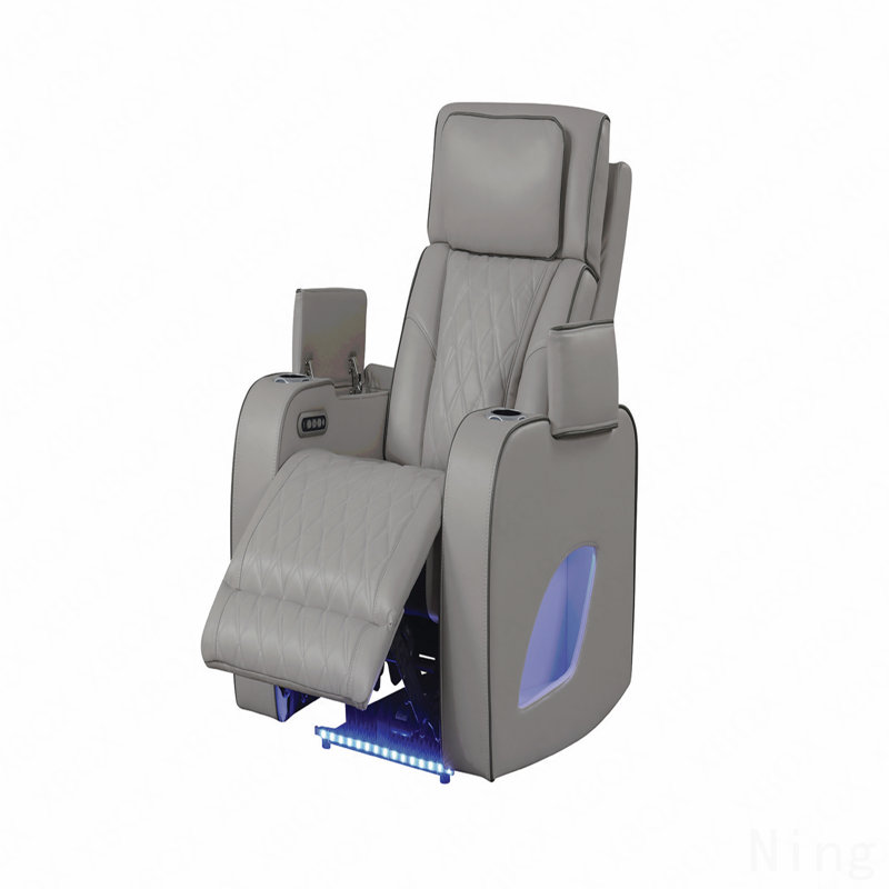 Fortuner Modern Wood Recliner Chair - Upholstered, Massage Function, Gray