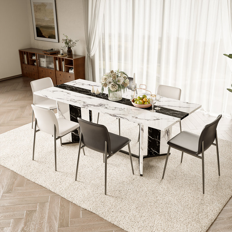 71 Inch White Wood Rectangular Dining Table