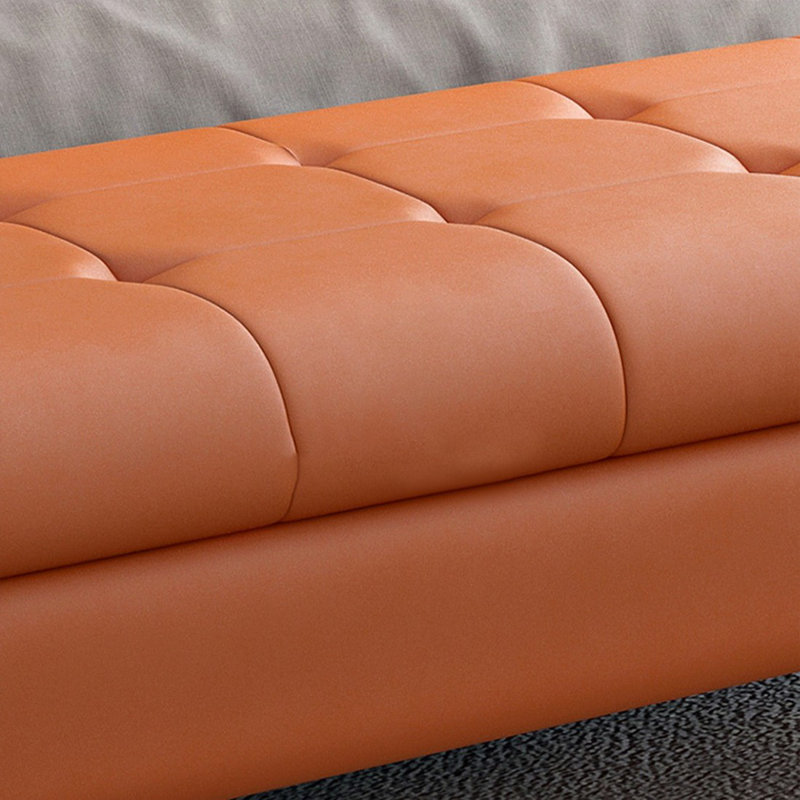 Orange Upholstered Bench, 15.75" H x 70.87" W x 15.75" D, Orange