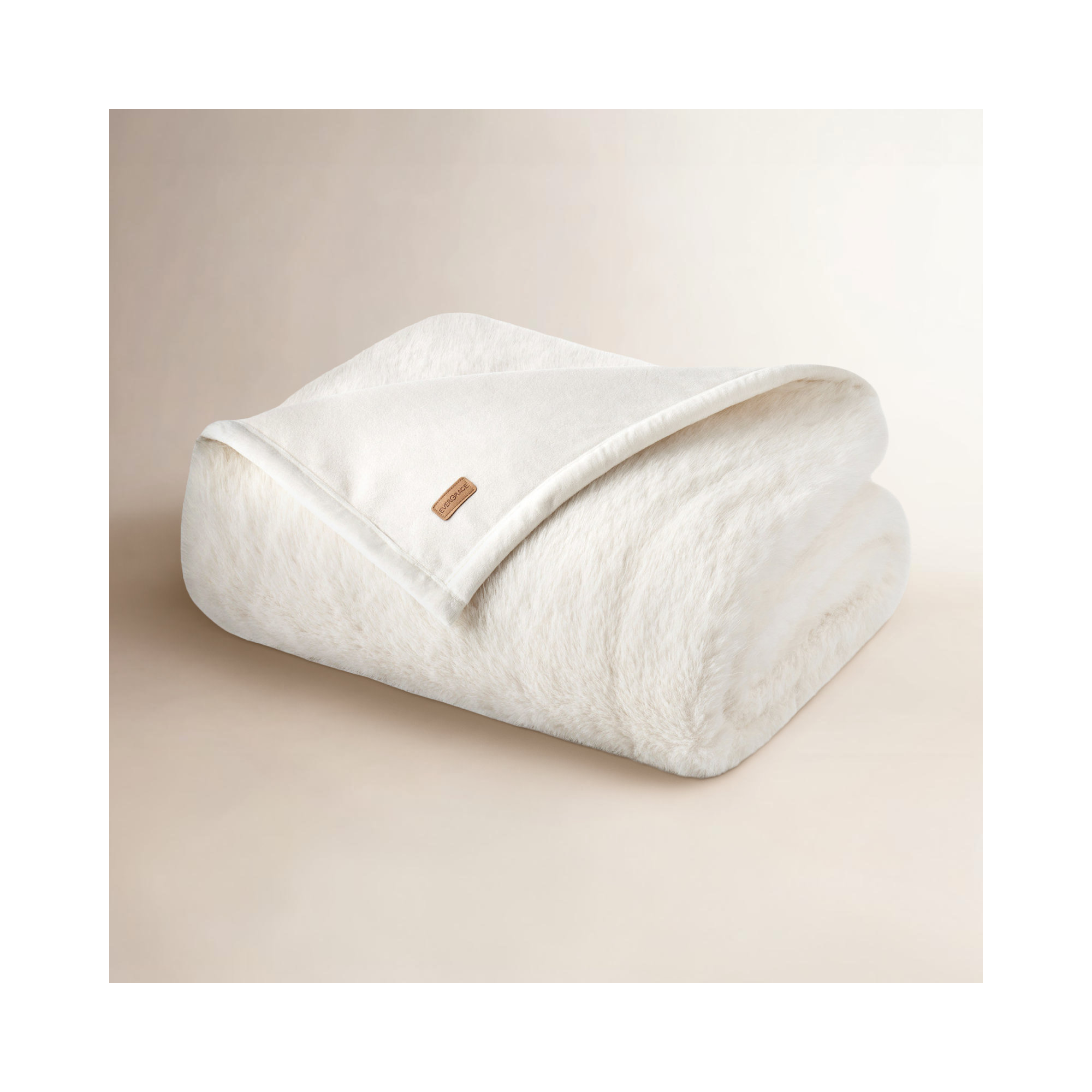 Luxe Faux Fur Throw Blanket, Throw, Ivory Mink