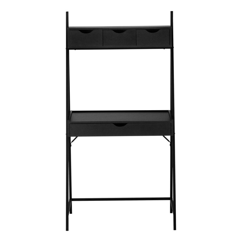 Farmersville Computer Desk, Home Office, Laptop, Leaning, Storage Drawers,Work, Metal, Laminate, Black
