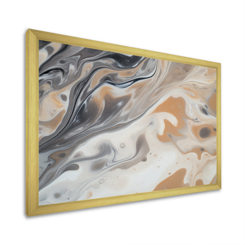 " Abstract Marble With Copy Space IX ", Gold Single Picture Framed, 34" H x 44" W x 1.5" D