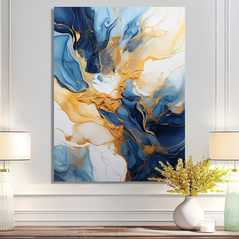«Vibrant Ocean Dreams - Abstract Modern Waves», art mural du salon, H 20 po x l 12 po x P 1 po, Métal métal