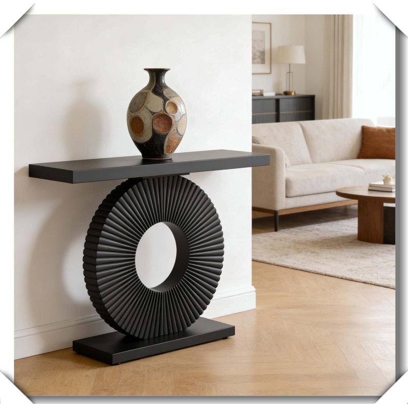 Stylish Wood Console Table Elegant Base Stable Scratch-Resistant, Black